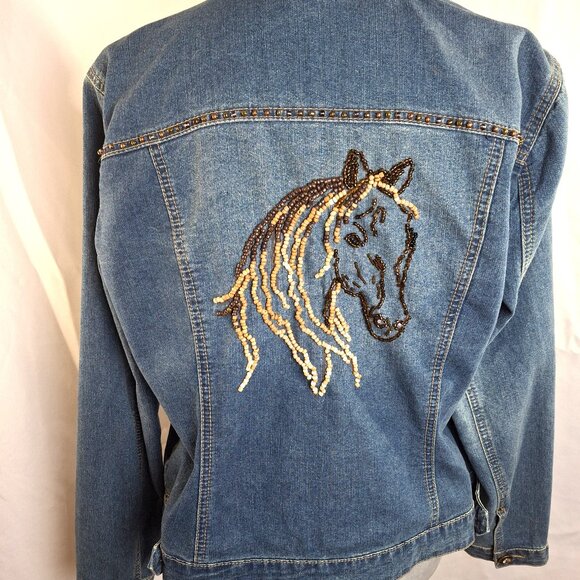 Western Cowgirl Hand Embellished Denim Jacket Beaded - Picture 1 of 8